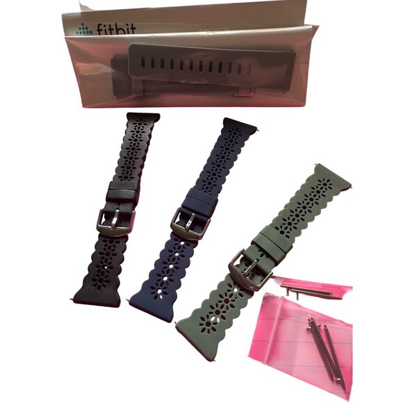 Fitbit Compatible Silicone Watch Bands Set Of 4 With Floral Design & Pins - Picture 5 of 5